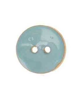 Bouton Bois Peint  2trous 15mm Bleu