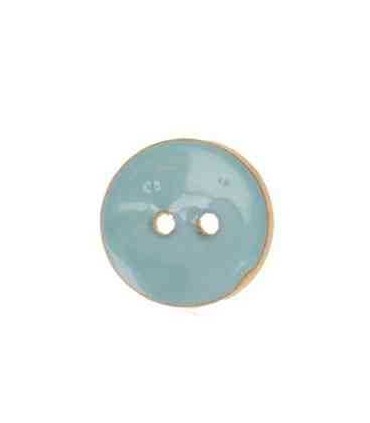 Bouton Bois Peint  2trous 15mm Bleu