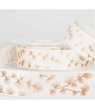 Ruban Blanc Branche Cuivrée 25mm