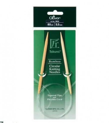CLOVER - Aiguilles tricot circulaires bambou 5,5mm