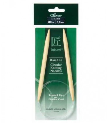 CLOVER - Aiguilles tricot circulaires bambou  8mm