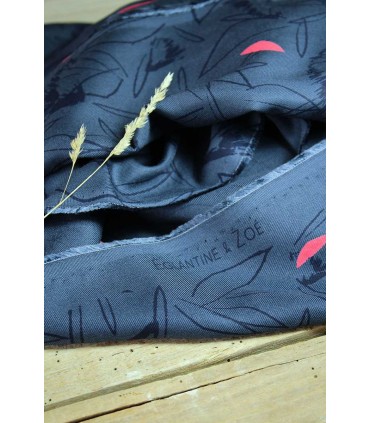 ÉGLANTINE ET ZOÉ: Sergé de viscose Cactus Bleu minéral
