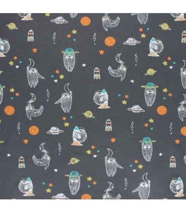 POPPY :JERSEY de coton Anthracite motifs enfant espace OEKOTEX