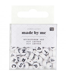 RICO DESIGN: Perles rondes Lettres noires fond Blanc