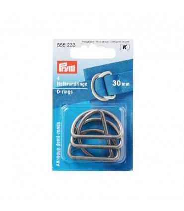 PRYM : Anneaux demi-ronds ARGENT antique 30mm