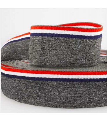 Élastique Rayé Gris 40mm