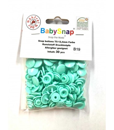 BABY SNAP: pressions rondes MENTHE