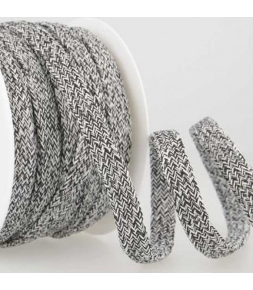 TRESSE Tubulaire 1cm NOIR Chiné
