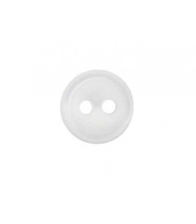 Bouton polyester BLANC  2-trous 15mm