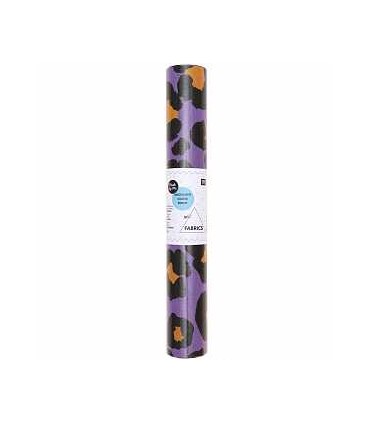 Toile Enduite Léopard Violet et Orange