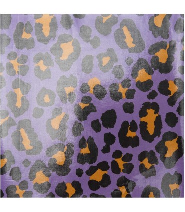 Toile Enduite Léopard Violet et Orange