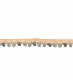 GALON PETITS POMPONS multicolore corail gris
