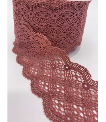 Dentelle élastique 6mm - Vieux Rose