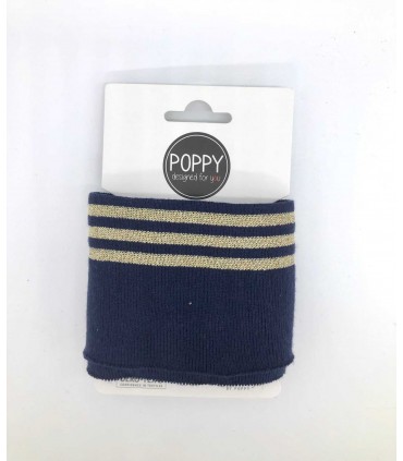 POPPY : Bord Côte MARINE rayé Or  Oekotex