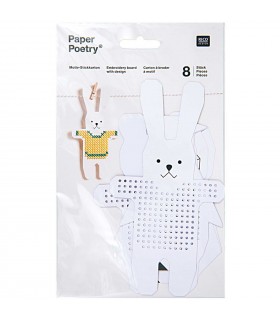 RICO DESIGN : Carton à Broder (Lapin, Hibou, Pingouin, Ours)