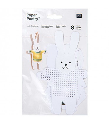 RICO DESIGN : Carton à Broder (Lapin, Hibou, Pingouin, Ours)