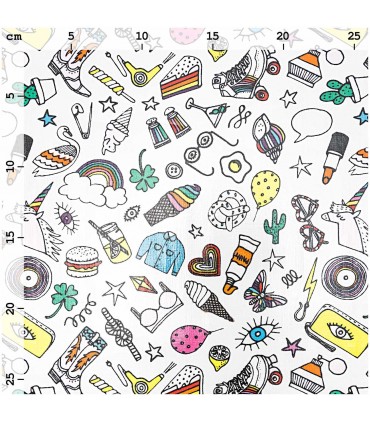 Coupon Toile Enduite -Icones Multicolores