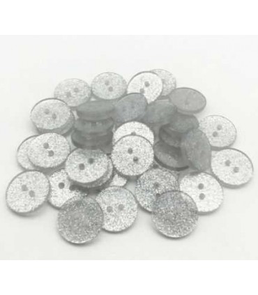Boutons Résine Paillette 2 trous transparent 19 mm