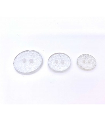 Boutons Résine Paillette 2 trous transparent 19 mm