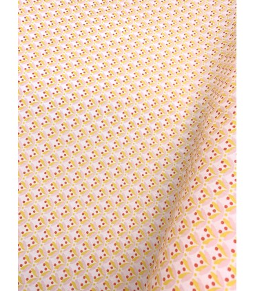 POPPY : Coton enduit Floral Fantaisie ÉCRU Oekotex