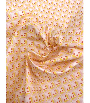 POPPY : Coton enduit Floral Fantaisie ÉCRU Oekotex