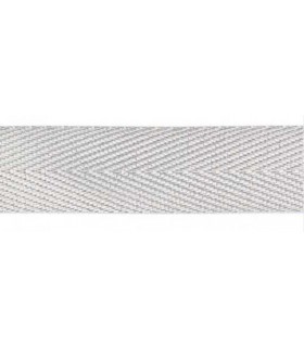 Sergé coton 11mm Blanc et Argent