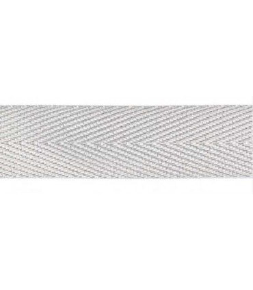 Sergé coton 11mm Blanc et Argent