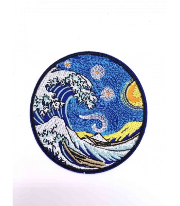 Thermocollant - Rond paysage océan inspiration Van Gogh