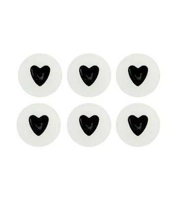 Perles lettres acryliques - glow-in-the-dark coeurs Blanc cassé-noir