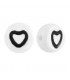 Perles lettres acryliques Coeur Blanc - Noir