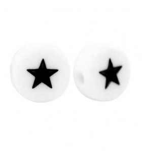 Perles lettres acryliques Étoile Blanc - Noir