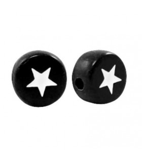 Perles lettres acryliques Étoile Noir - Blanc