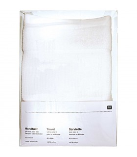 RICO DESIGN : Serviette de douche à broder 50*100 - BLANC