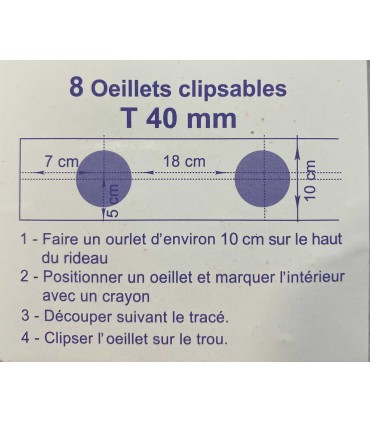 Oeillets Clipsables TRANSPARENT  40mm