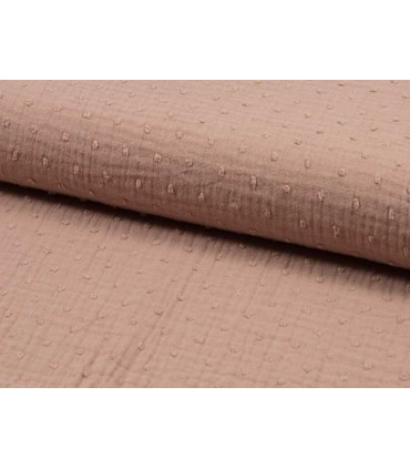 Double gaze de Coton Plumetis - ROSE POUDRE