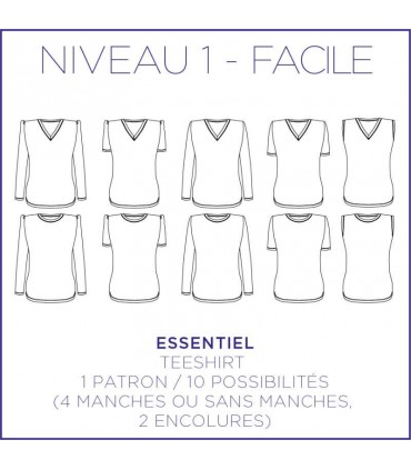 CORALIE BIJASSON : Tee Shirt ESSENTIEL 1 patron 10 options