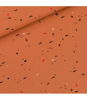 SEE YOU AT SIX : French Terry Scribbles brun feuilles d'automne OKEO TEX