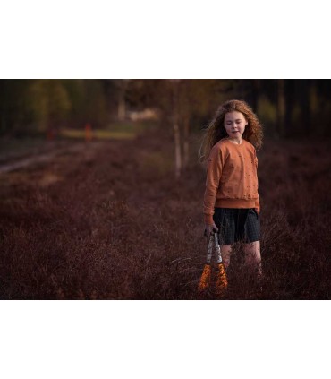 SEE YOU AT SIX : French Terry Scribbles brun feuilles d'automne OKEO TEX