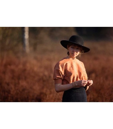 SEE YOU AT SIX : French Terry Scribbles brun feuilles d'automne OKEO TEX