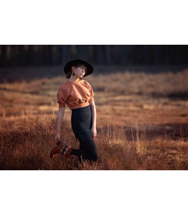 SEE YOU AT SIX : French Terry Scribbles brun feuilles d'automne OKEO TEX