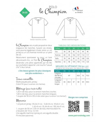 PATRONS LES BG: Polo LE CHAMPION