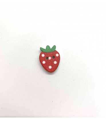 Bouton fraise rouge en bois