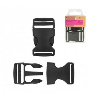 MÉDIAC : 2 BOUCLE ANTI-GLISSE 25mm - NOIR