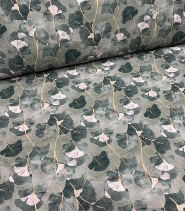 POPPY : Toile canvas VERT Ginkgo Flower