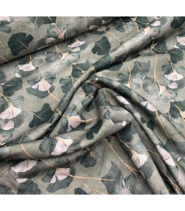 POPPY : Toile canvas VERT Ginkgo Flower