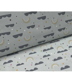 Coton MENTHE imprimé Arc-en-ciel
