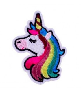 Thermocollant - Tête de licorne blanche crinière multicolor