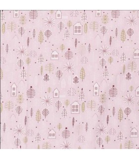 Popeline de Coton de Noël ROSE