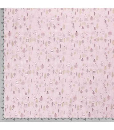 Popeline de Coton de Noël ROSE