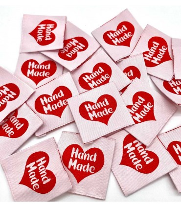 Etiquette à coudre : HAND MADE ROUGE